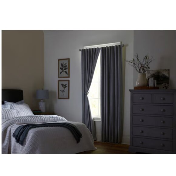 allen + roth 84-in Grey Blackout Thermal lined Back tab Single curtain panel - Picture 2 of 11
